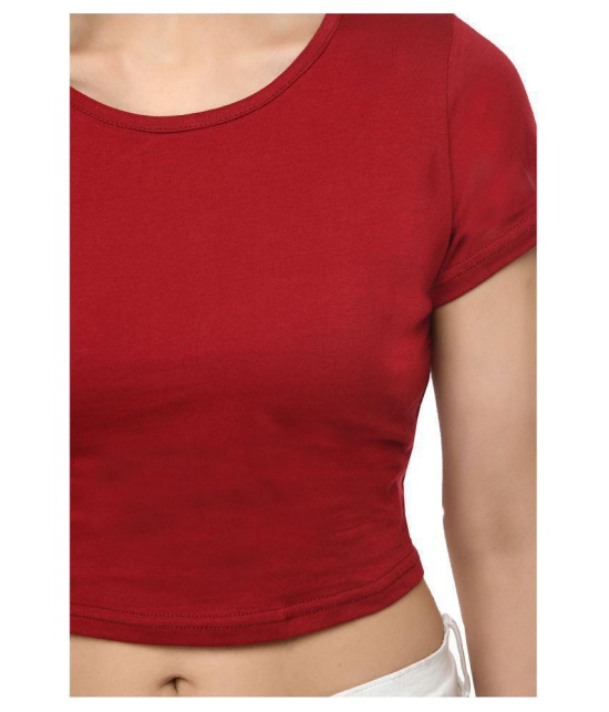 SAAKAA Poly Viscose Regular Tops - Maroon - L