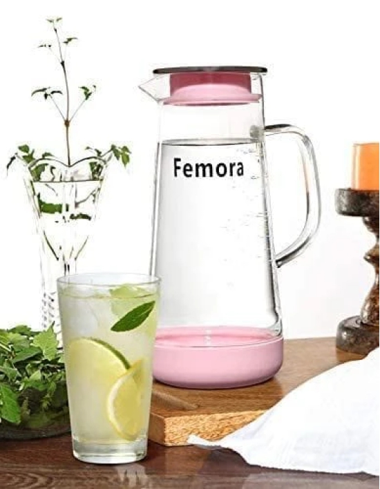 Femora Borosilicate Glass Jug with SS Metallic Lid -1500 ML, Black