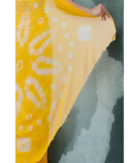 clafoutis Chiffon Dyed Saree Without Blouse Piece - Yellow ( Pack of 1 ) - Yellow