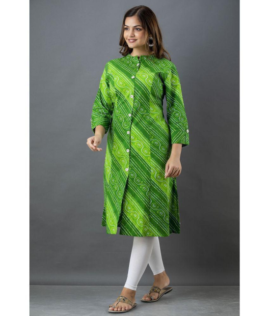 Lee Moda - Green Cotton Women's Front Slit Kurti ( Pack of 1 ) - None