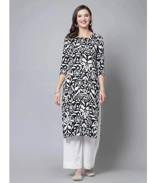 KIPEK Rayon Printed Straight Womens Kurti - Black ( Pack of 1 ) - None