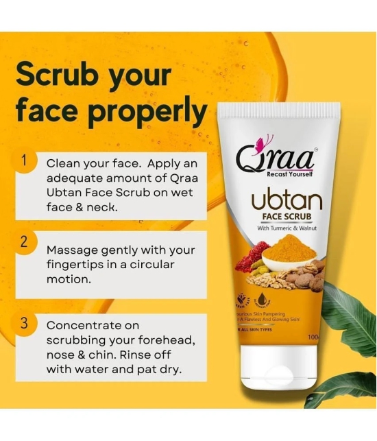 Qraa Ubtan Kit -For Glow And Brightening | Ubtan Facewash 100G, Ubtan Scrub 100G & Ubtan Pack 50G