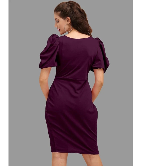 A TO Z CART Polyester Solid Knee Length Womens Bodycon Dress - Wine ( Pack of 1 ) - None