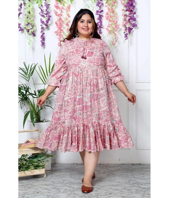 Swasti Cotton Blend Printed Anarkali Womens Kurti - Pink ( Pack of 1 ) - None