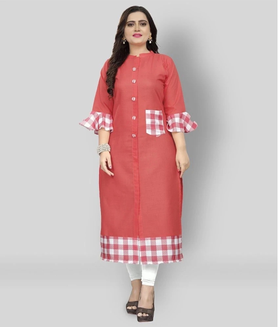 Lerkiza - Pink Cotton Womens Straight Kurti ( Pack of 1 ) - 4XL