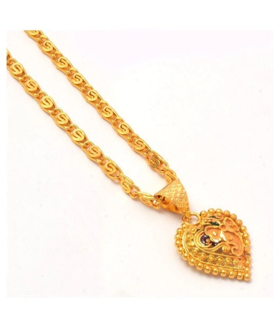 Jewar Mandi New Design Gold Plated Locket/Pendant with Link Chain Daily use for Men, Women & Girls, Boys - Golden