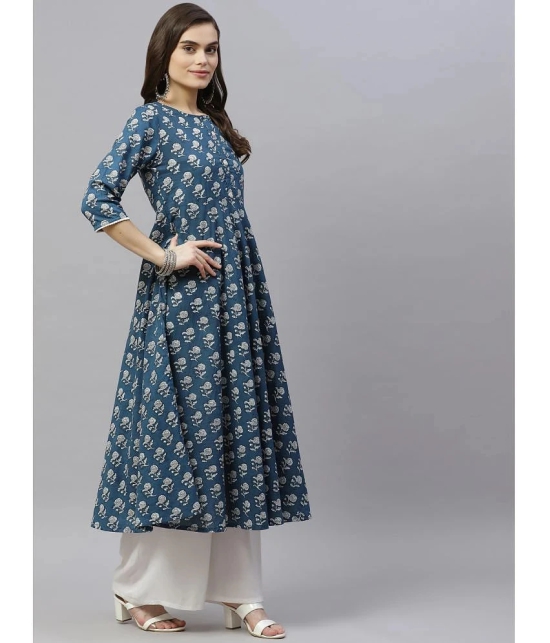 miravan - Blue Cotton Womens Anarkali Kurti ( Pack of 1 ) - None