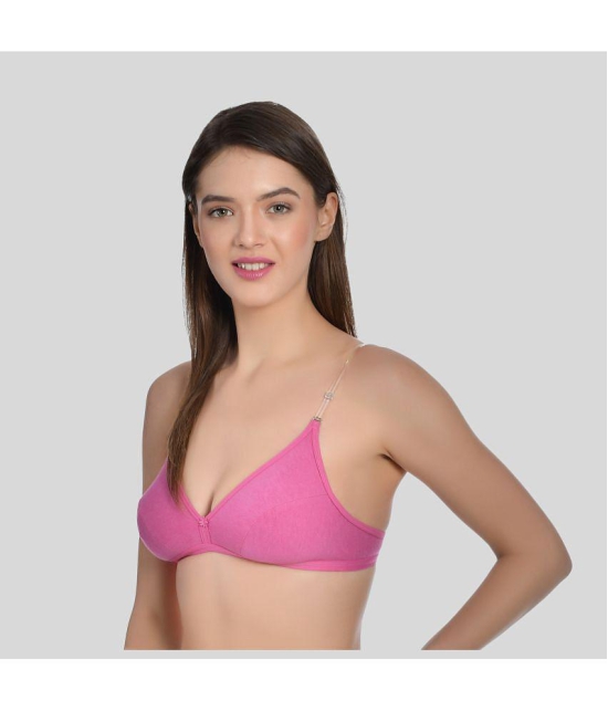 AIMLY - Pink Cotton Blend Non Padded Womens T-Shirt Bra ( Pack of 2 ) - None