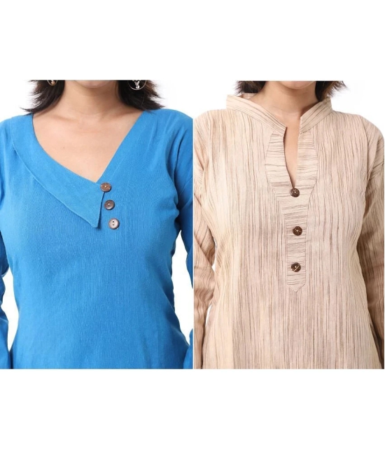 DESHBANDHU DBK - Multicolor Cotton Womens Straight Kurti ( Pack of 2 ) - None