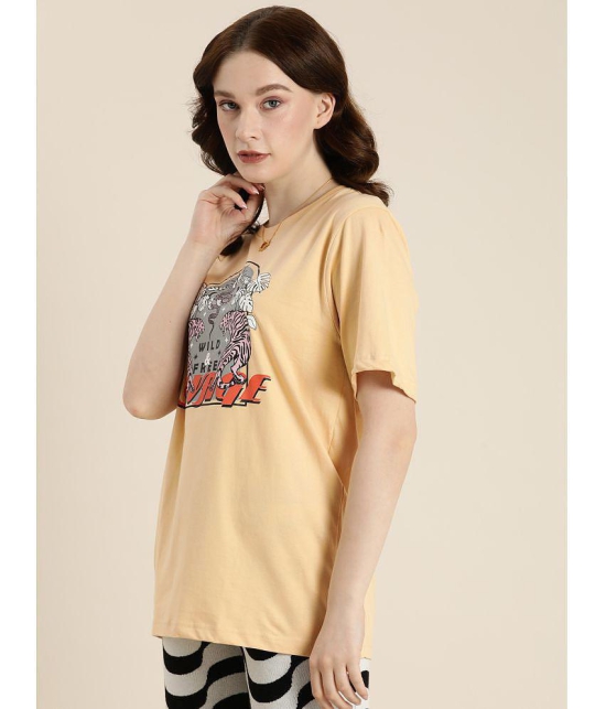 Dillinger - Beige Cotton Loose Fit Women''s T-Shirt ( Pack of 1 ) - None