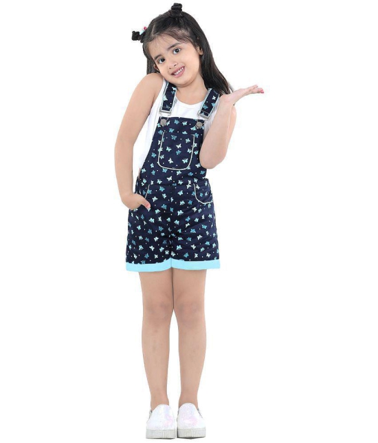 Naughty Ninos - Navy Blue Cotton Girls Dungarees ( ) - None