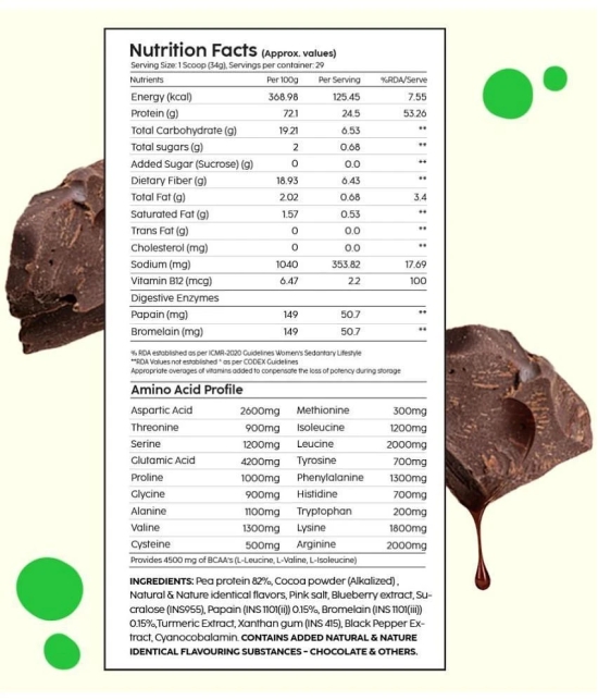 Plix - EVOLVE Performance Plant Protein Powder Plant Protein Powder ( 1 kg Chocolate )