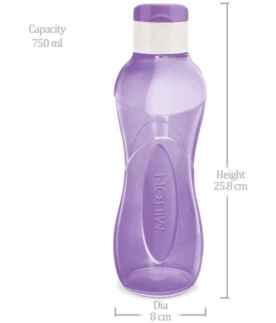 Milton I Go Flip Plastic Water Bottle Set of 6, 750 ml Each, Purple | Sports | Gym | Home | Kitchen | Travel Bottle | Hiking | Treking | Reusable - Purple