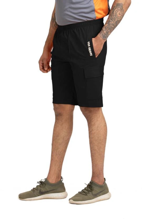 Solid Men Black Cargo Shorts, Gym Shorts