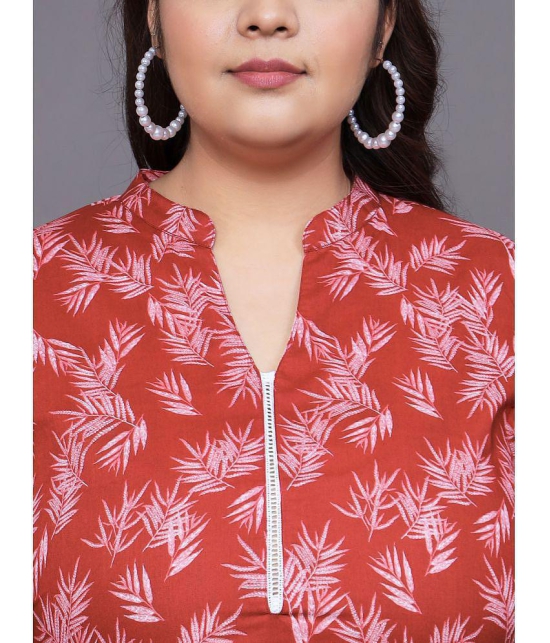 Tissu Cotton Printed Straight Women's Kurti - Maroon ( Pack of 1 ) - None