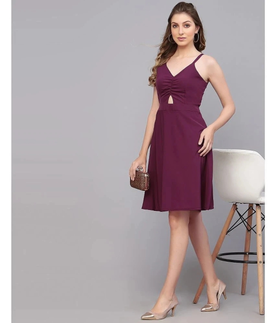 Selvia Crepe Solid Midi Womens Cut Out Dress - Wine ( Pack of 1 ) - None