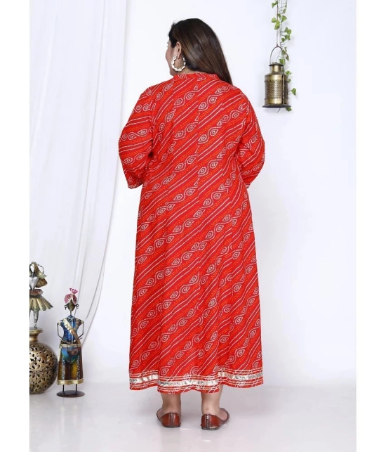 Swasti Cotton Blend Printed Flared Womens Kurti - Red ( Pack of 1 ) - None