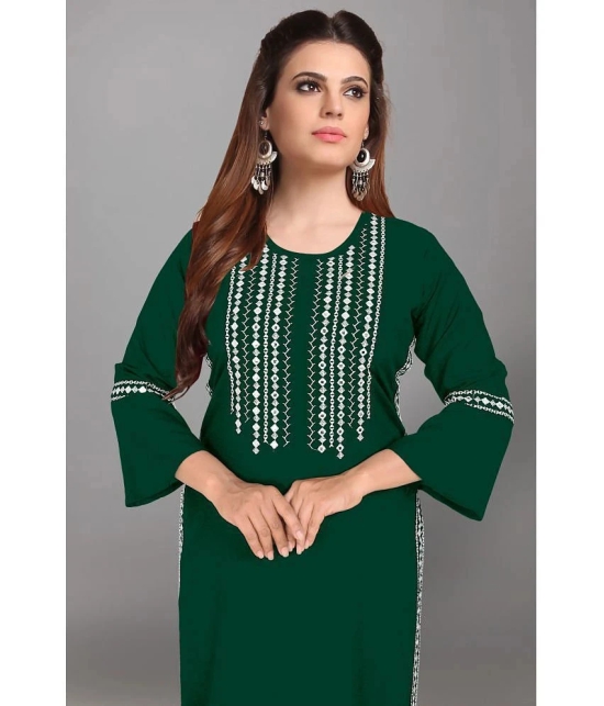 Kapadia - Green Rayon Womens Straight Kurti ( Pack of 1 ) - None