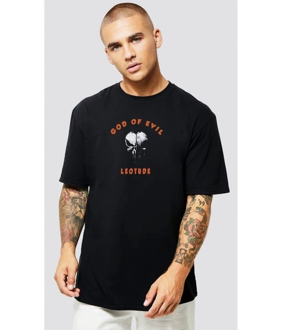 Leotude Cotton Blend Oversized Fit Printed Half Sleeves Mens T-Shirt - Black ( Pack of 2 ) - None