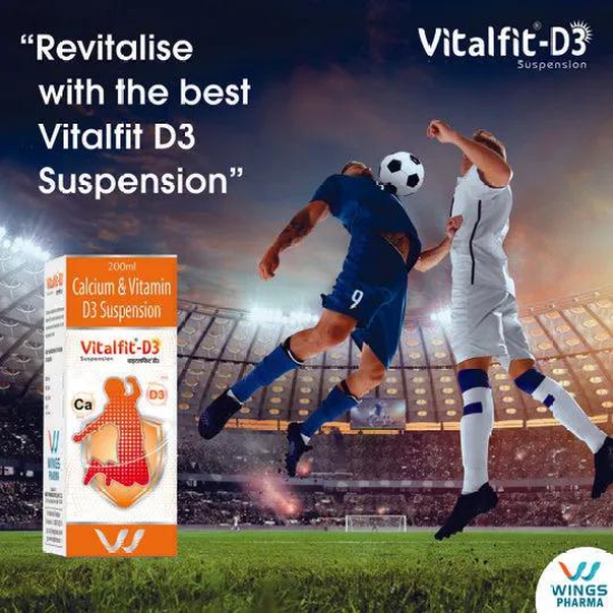 VitalFit D3 Suspension | Essential Calcium & Vitamin D Support for Bone Health & Immune System | Useful in Osteoporosis & Fractures | 200ml Liquid