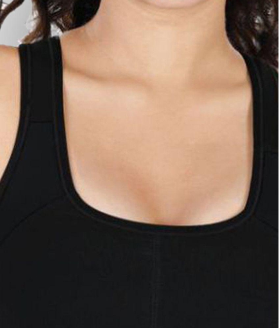 Dermawear Black Poly Cotton Solid Sports Bra - M