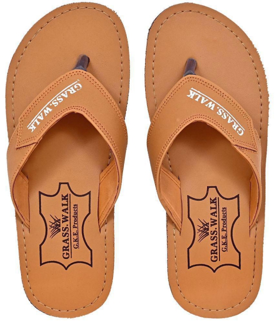 GRASS WALK - Tan Mens Thong Flip Flop - None