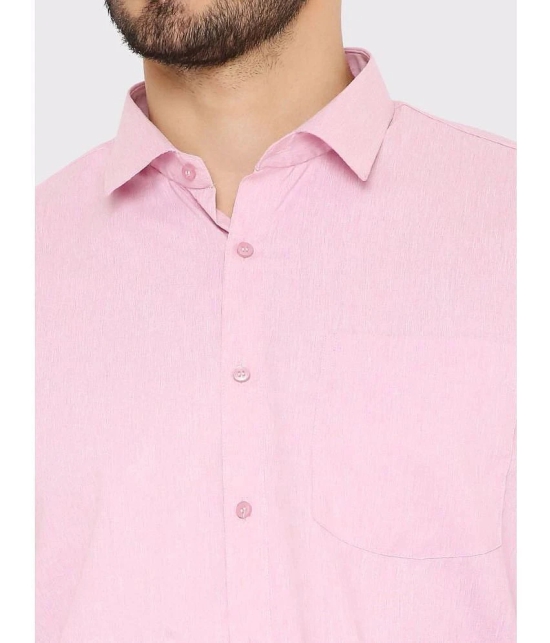 Maharaja Cotton Blend Slim Fit Solids Full Sleeves Mens Casual Shirt - Pink ( Pack of 1 ) - None