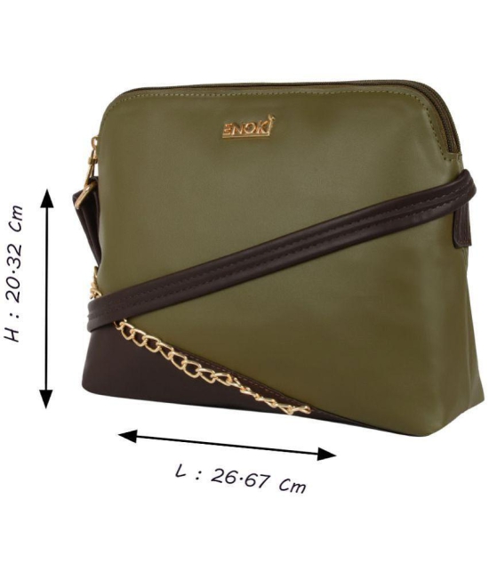 Enoki - Green Artificial Leather Sling Bag - Green