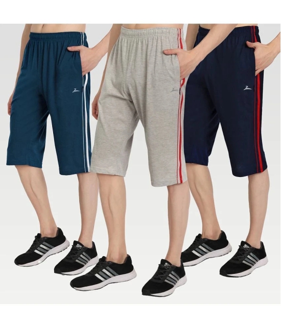 Zeffit - Multi Cotton Blend Mens Three-Fourths ( Pack of 3 ) - None