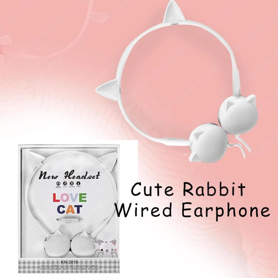 Cat/Rabbit Design Wired Small Headphones for Clear and Crisp Audio Experience with 3.5mm Jack-Pink