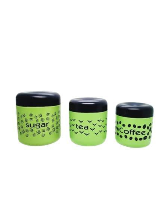 NURAT Homes Decorative Canister Set with Lid for Kitchen Counter Top Airtight Stainless Steel Food Storage Container.CAPACITY: Suger700ML,Tea500ML,Coffee300ML.