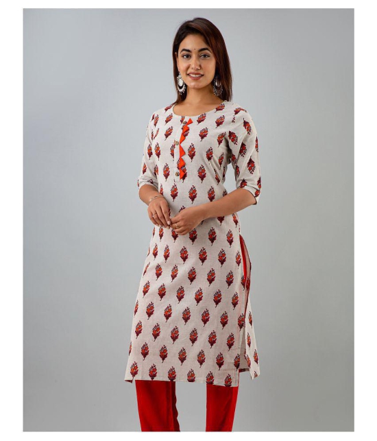 Doriya Orange Cotton Blend Straight Kurti - Single - 3XL