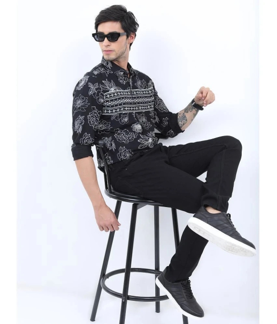 Ketch 100% Cotton Slim Fit Printed Full Sleeves Mens Casual Shirt - Black ( Pack of 1 ) - None