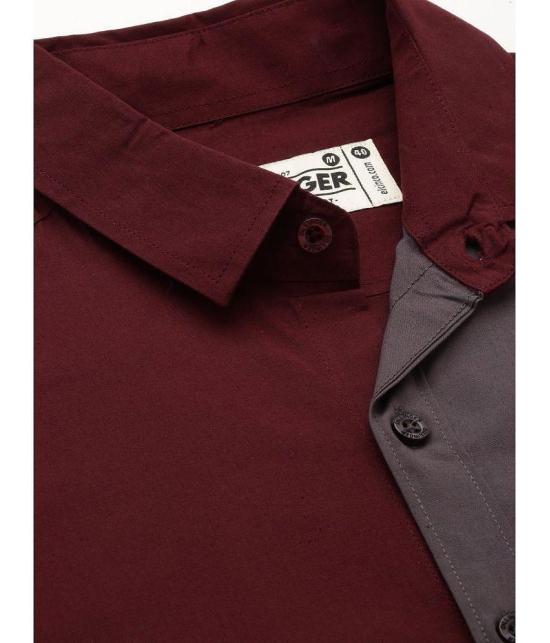 Dillinger 100% Cotton Regular Fit Colorblock Full Sleeves Mens Casual Shirt - Wine ( Pack of 1 ) - None