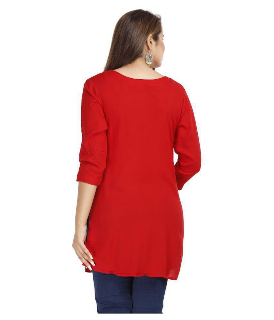 HIGHLIGHT FASHION EXPORT - Red Rayon Women''s Straight Kurti ( Pack of 1 ) - XXL