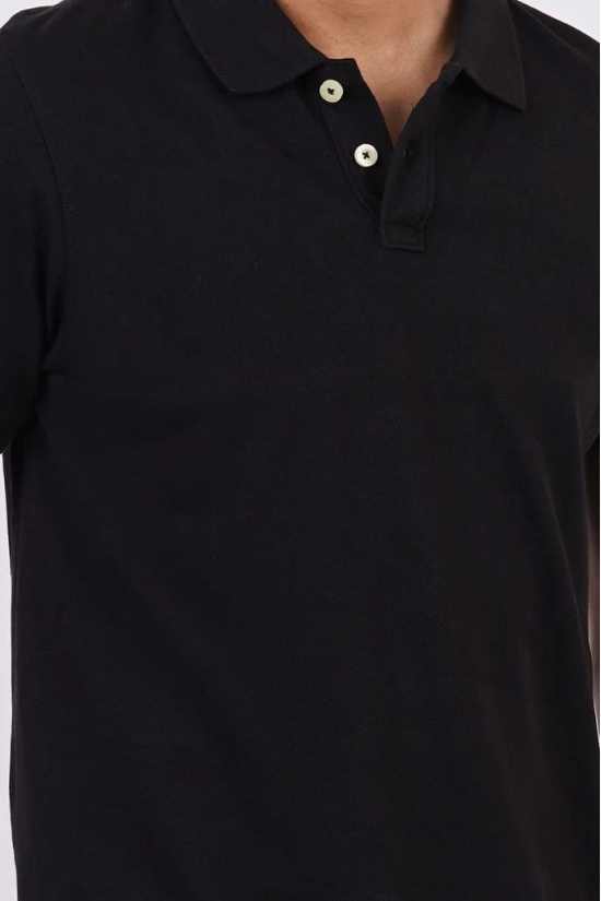 Men's Black Solid Polo T-Shirt