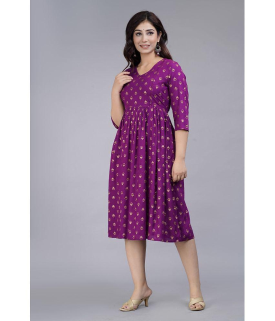 Smien - Purple Rayon Women's Anarkali Kurti ( Pack of 1 ) - None