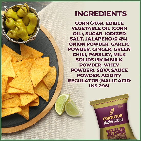 Cornitos Sizzlin Jalapeno Nacho Chips, 150 G Pouch