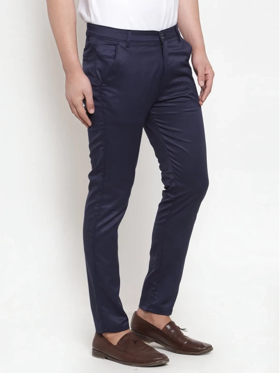 Indian Needle Men's Navy Solid Formal Trousers-30 / Navy-Blue