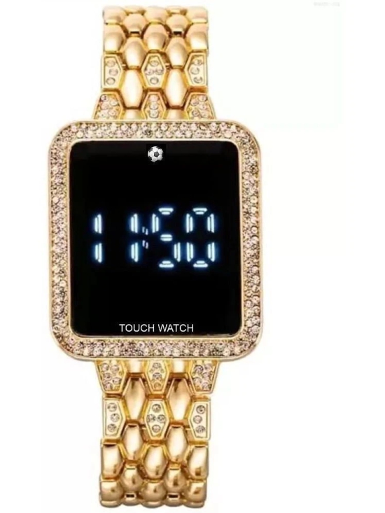 Rhonium Gold Metal Digital Womens Watch