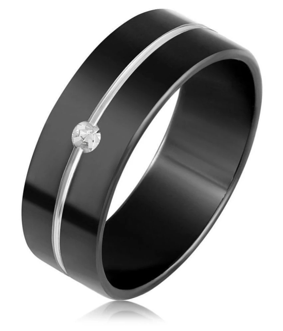 Asmitta Glossy Stainless Steel Rhodium Plated White Stone Finger Ring For Men - None