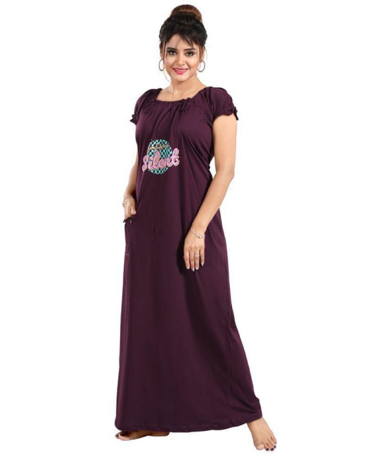 FOMTI Purple Cotton Nighty - Free Size