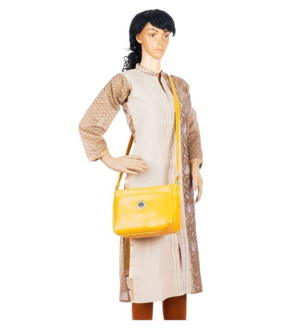 Leather Land Yellow Faux Leather Sling Bag - Yellow