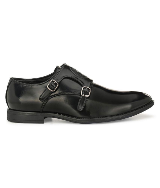 Aadi Monk Strap Artificial Leather Black Formal Shoes - None