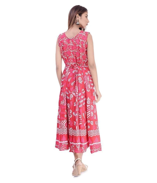 Rangun Cotton Red A- line Dress - XL