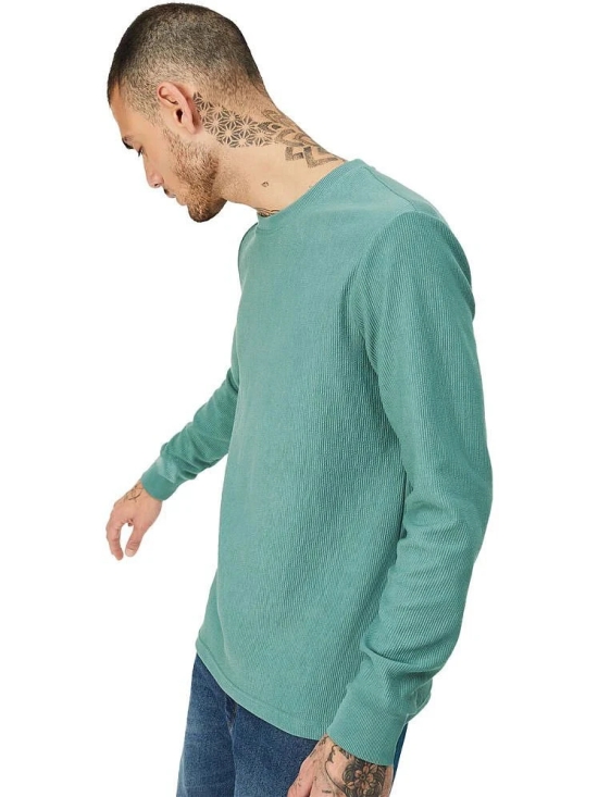 Leotude Cotton Blend Regular Fit Striped Full Sleeves Mens Round T-Shirt - Green ( Pack of 1 ) - None