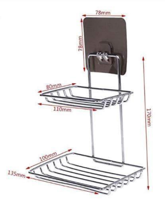 Soap Dish Holder-Wall Mounted Double Layered  Stainless Steel Soaps Storage Rack with Hook