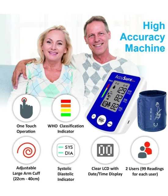 AccuSure Blood Pressure Monitor Automatic Digital Display And Adjustable Arm-Cuff - 2 Years Warranty