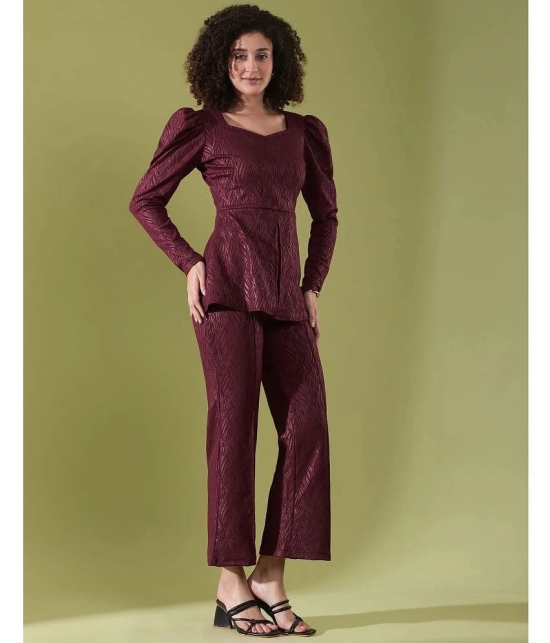 Selvia Maroon Printed Pant Top Set - None