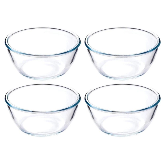 Femora Borosilicate Glass Solid Microwave Safe All-Purpose Mixing Bowl (3600 ml) - Set of 4.